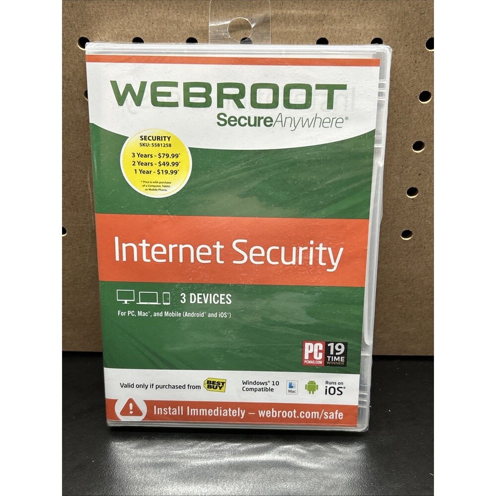Webroot Internet Security With Antivirus For PC, Windows 10 Compatible SEALED